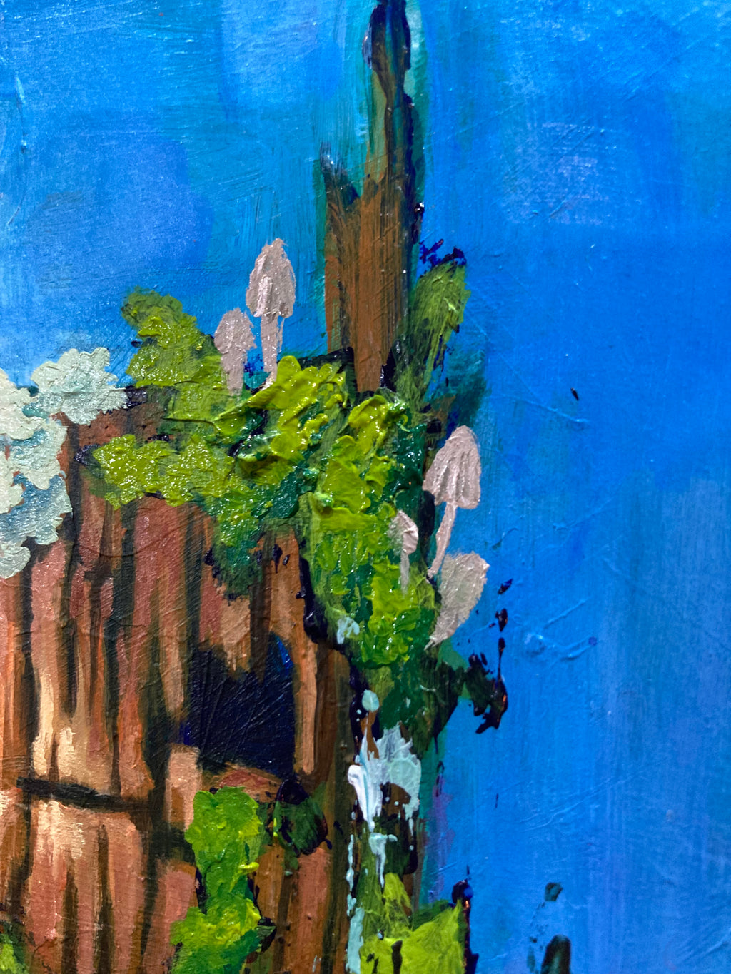 Painting of Nurse Log Dryad "Treshawn says Take A Leap of Faith", framed 5x7