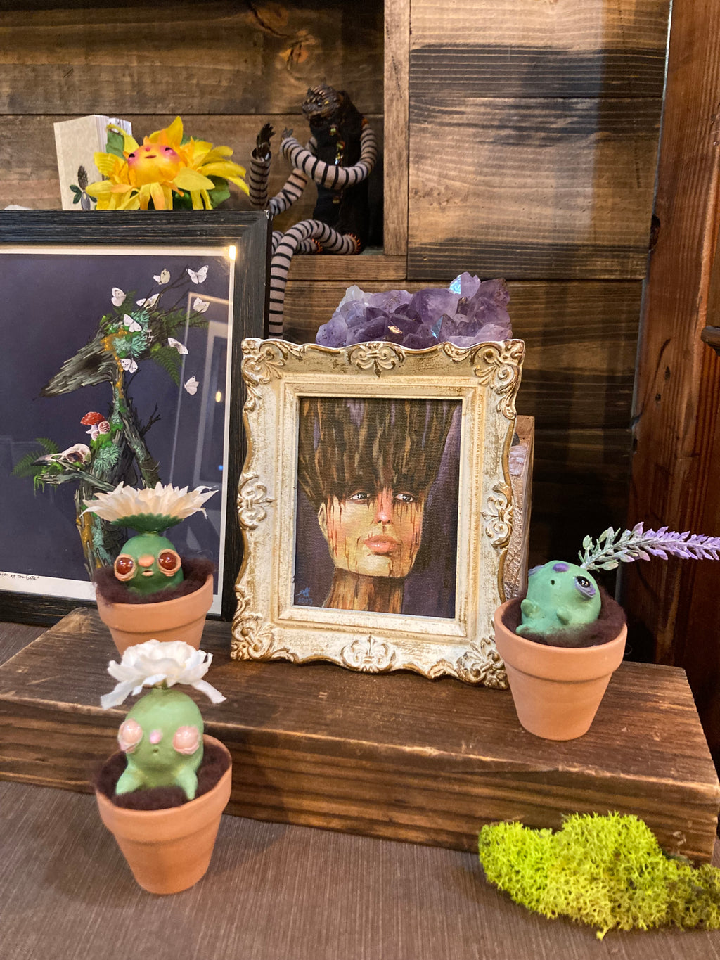 The Dryad Priest 3.5x5 acrylic painting framed