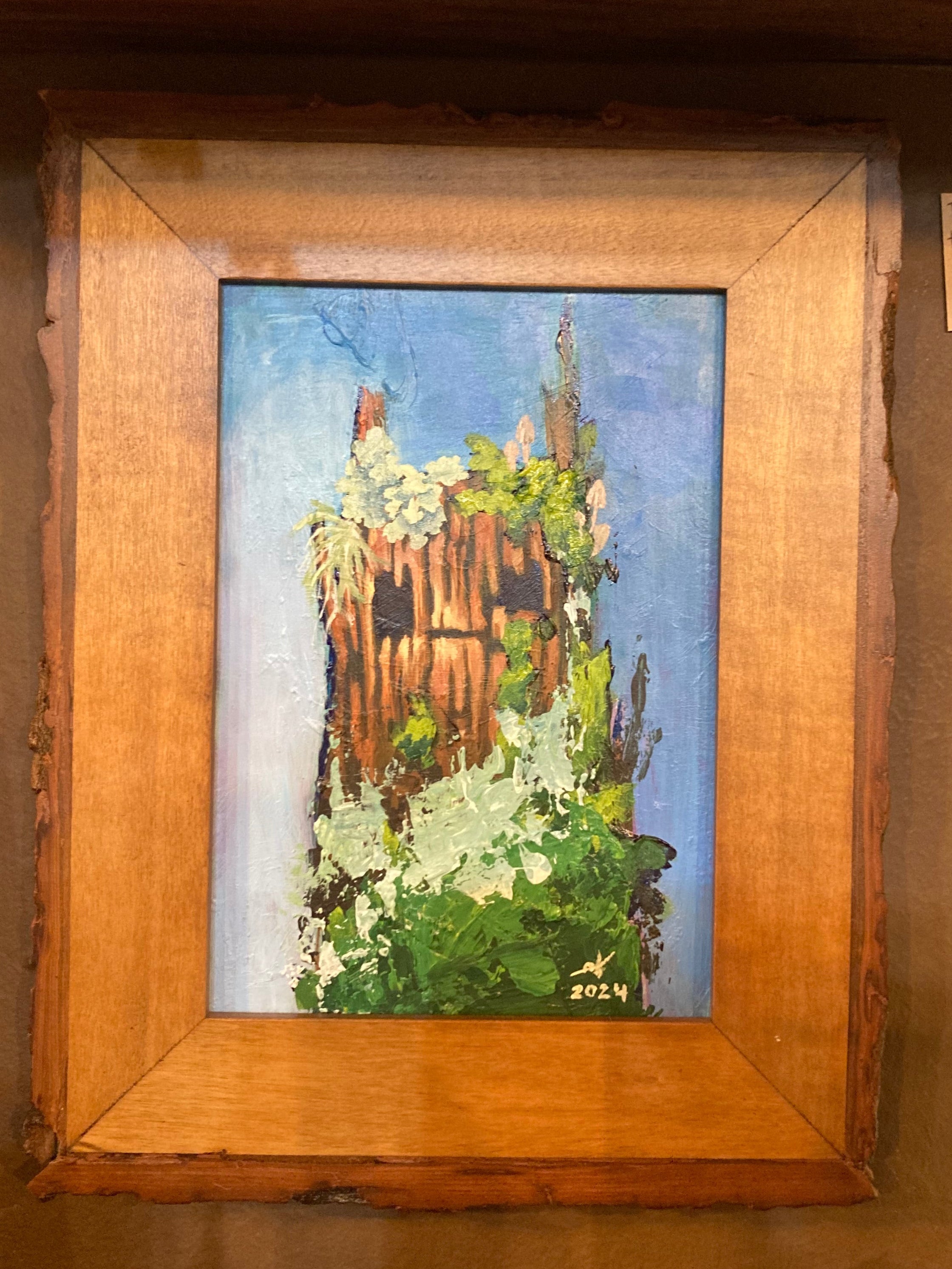 Painting of Nurse Log Dryad "Treshawn says Take A Leap of Faith", framed 5x7