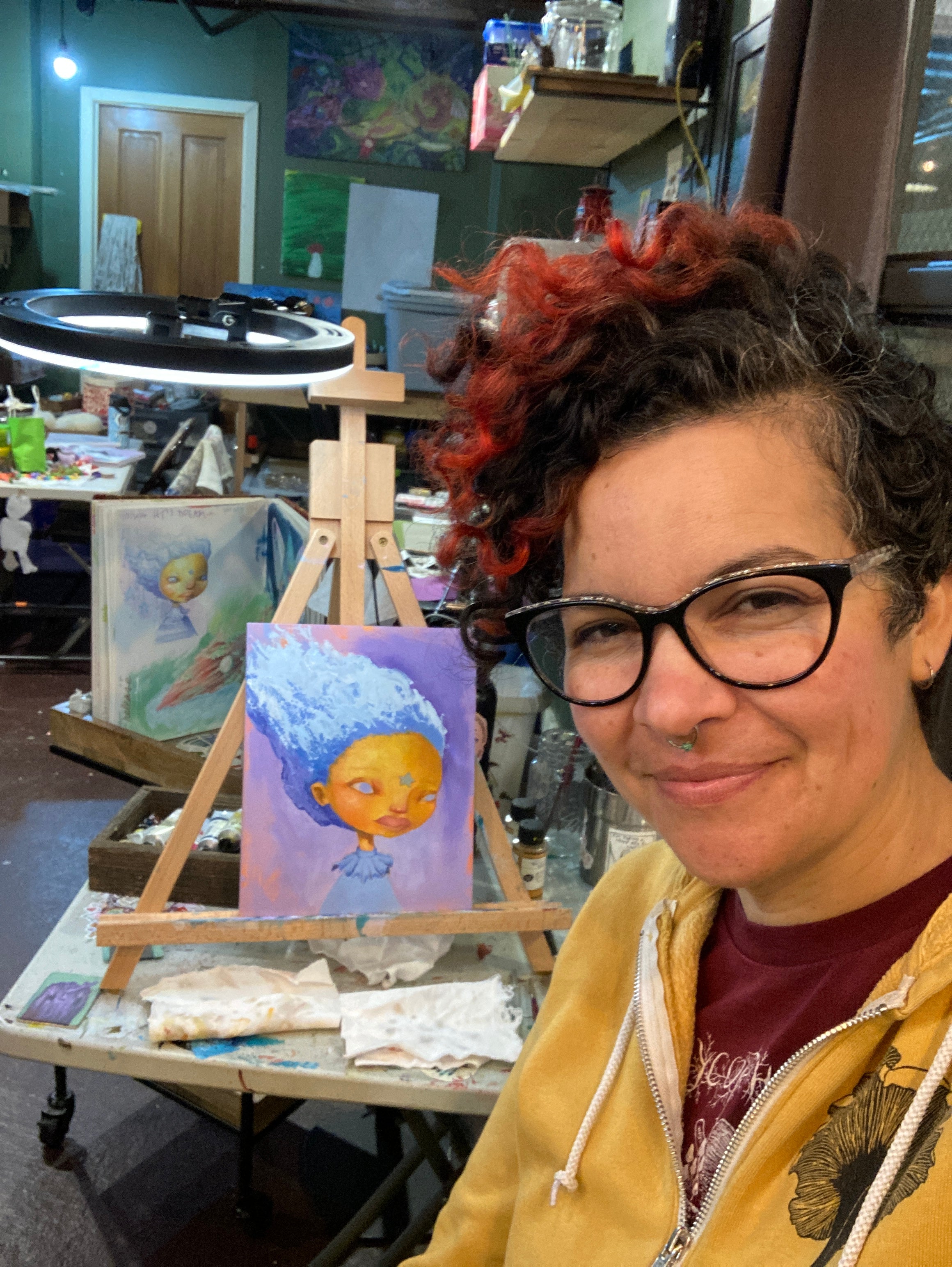 Leandra the Stardust Forager - Original Painting - 8x10 - Acrylic and Oil on cradled gesso board